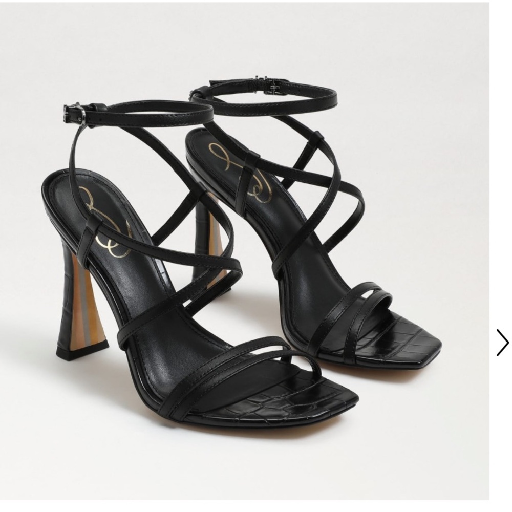 Sam Edelman Black Strappy Square-Toe High Heel Sandals